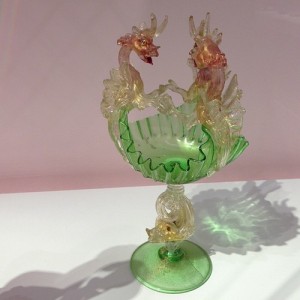 Verrerie fratelli Toso - coupe avec trois dragons et un dauphin