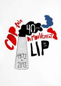 Poster LIP qui célèbre les 40 ans de "l'été des LIP" pour Commune de Paris 