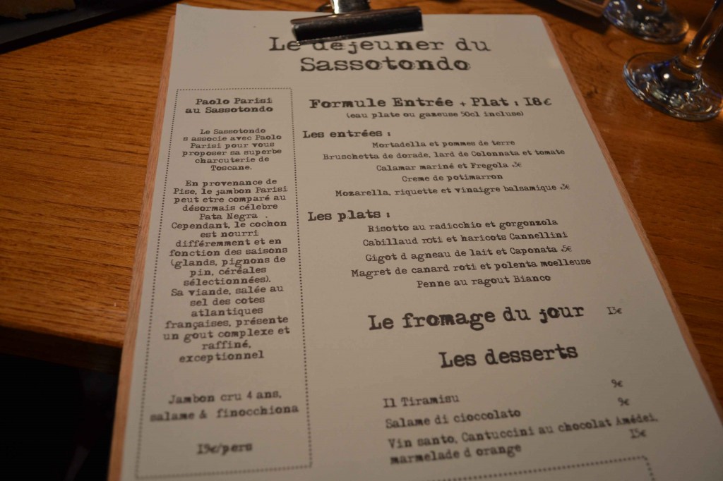 La carte du Sassotondo