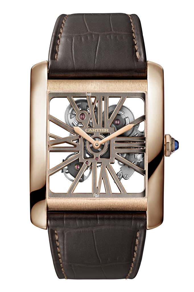 Montre Tank MC Squelette Squelettage des ponts en forme de chiffres romains, calibre 9619 MC