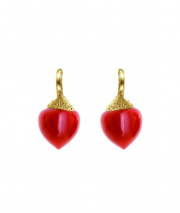 Earring Small Dew Drop Filigram _dark coral