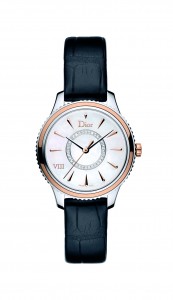 DIOR VIII MONTAIGNE ACIER LUNETTE OR ROSE ET BRACELET ALLIGATOR 32 MM