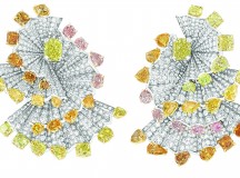BOUCLES D'OREILLES VERTICALE PLISSEE DIAMANT JAUNE JCOU93014