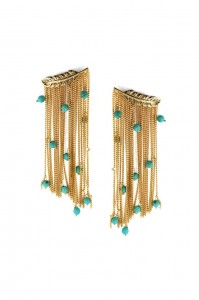 Feather chain earrings with turquoise