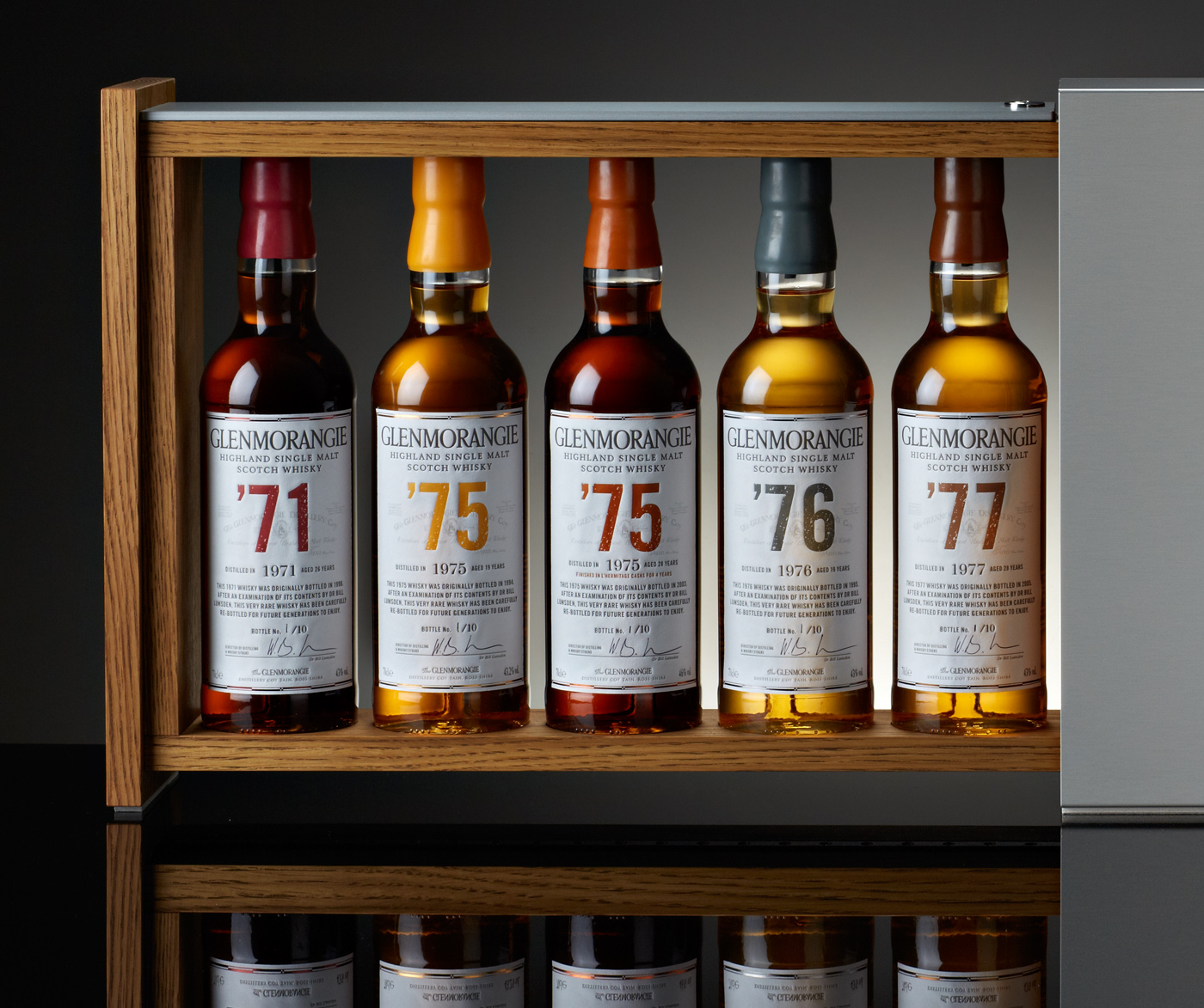 GLENMORANGIE Collection 1970 Coffret ouvert zoom bouteilles