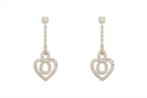 Infinity Heart earrings, 11mm, YG diamond paved