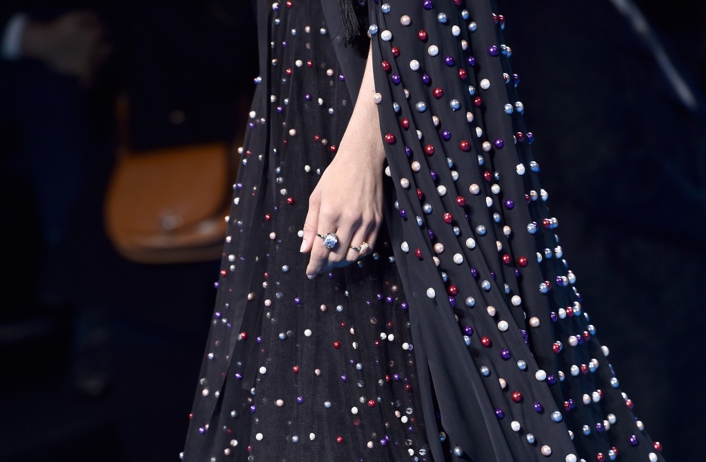 A model walks the runway during the Elie Saab show as part of the Paris Fashion Week Womenswear Fall/Winter 2016/2017 on March 5, 2016 in Paris, France.