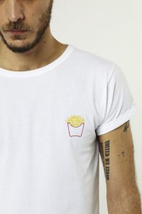 tee cornet de frite blanc detail