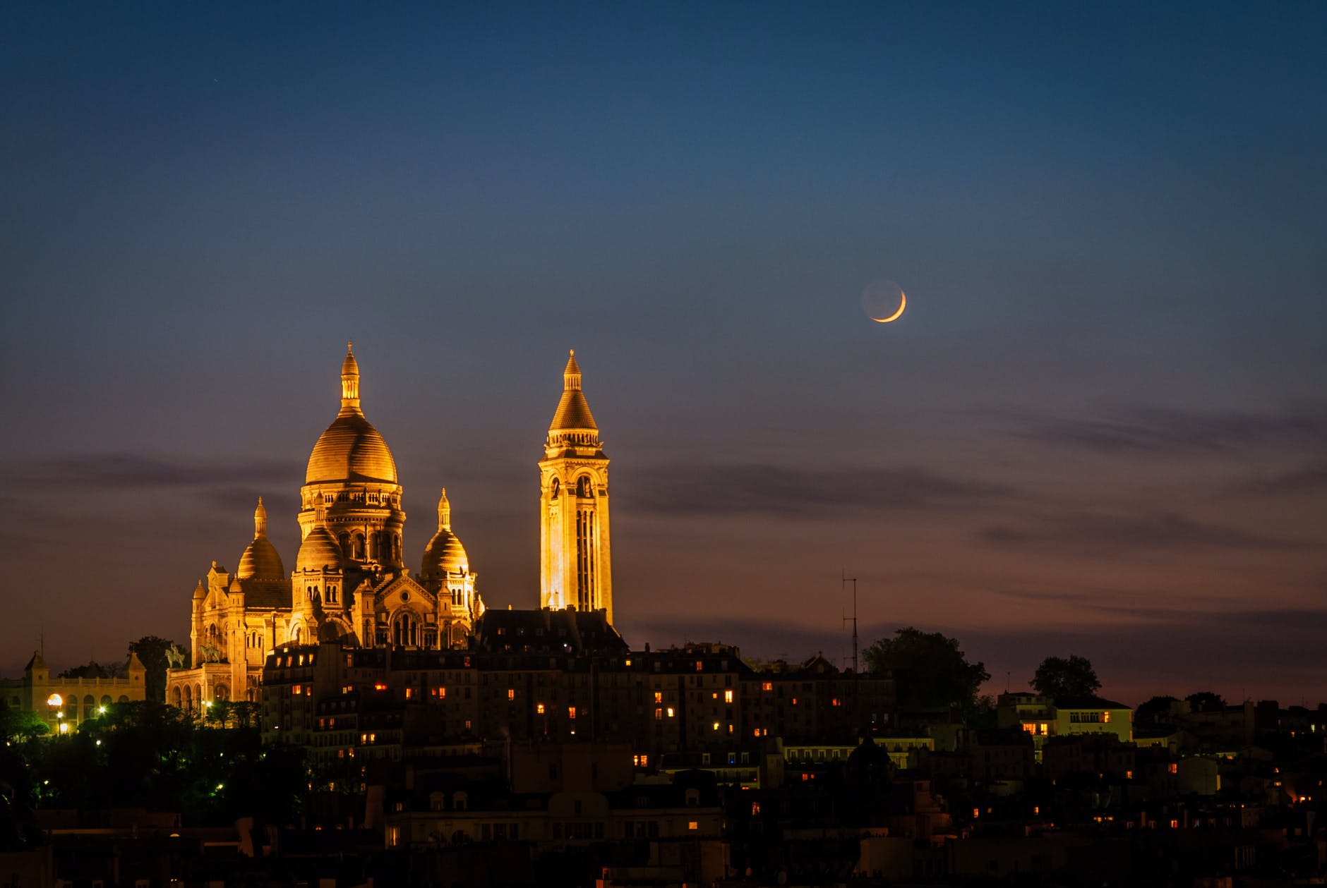 white and brown dome building during night time