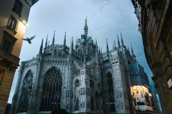 milan cathedral of nativity of saint mary in dusk