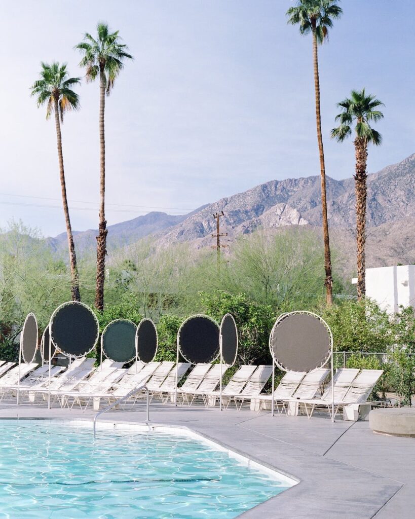 lounge chairs on the poolside