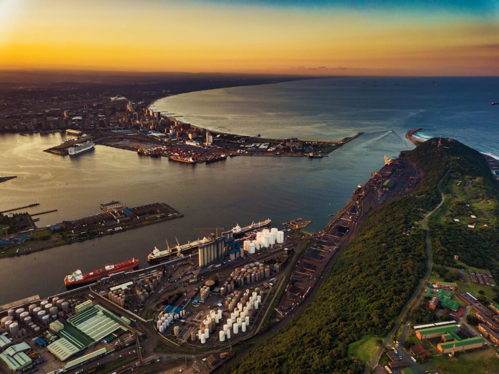 birds eye view of the port of durban