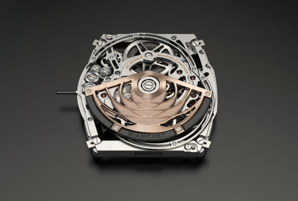 Maserati et Bianchet dévoilent UltraFino Maserati, le tourbillon volant du Trident 30 6. UltraFino Maserati Calibre Bianchet UT01