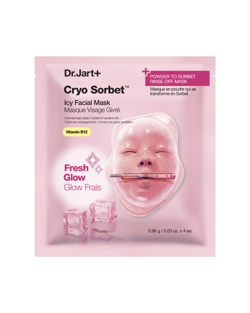 Dr.Jart+ Cryo Sorbet : le masque givré qui réveille la peau en dix minutes 25 DJ H92P 01 4391 FY26 Cryo Sorbet Icy Facial Mask Silo Pouch Front EMEA