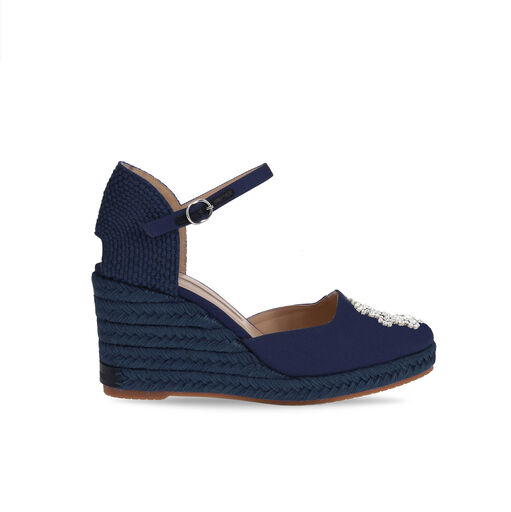Manolo Blahnik réinterprète l’espadrille compensée avec Hangrillahi 26 HANGRILLAHI RAFFIA BLUE