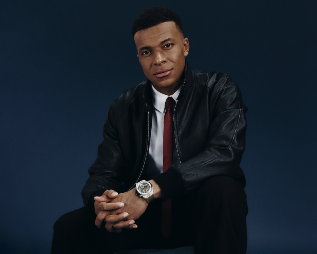 Hublot Ambassador Kylian Mbappe wearing the Big Bang Reloaded Kylian Mbappe 1