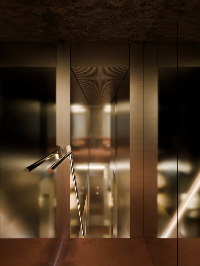 Caron, Rue Saint-Honoré: The Mirrorless Boutique 31 hall and stairs 3