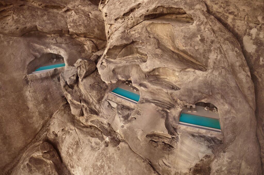 The Red Sea: How Saudi Arabia Is Building a Destination from Scratch 40 DesertRock Cave Villa Aerial Exterior Panoramic