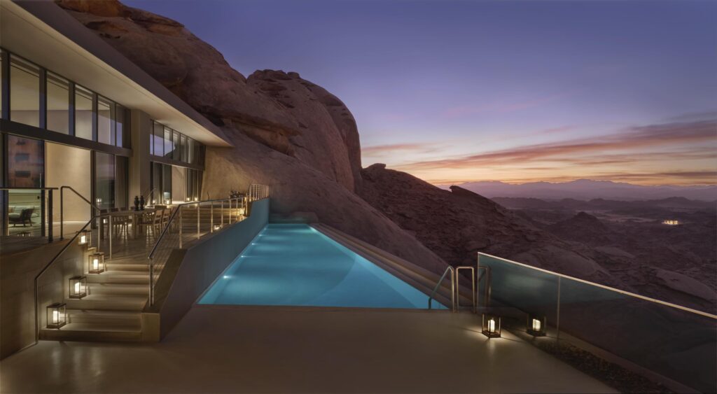 The Red Sea: How Saudi Arabia Is Building a Destination from Scratch 42 DesertRock Crevice Villa Exterior View Evening