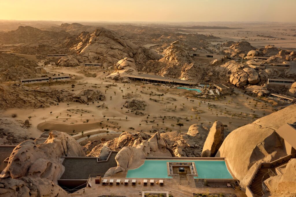 The Red Sea: How Saudi Arabia Is Building a Destination from Scratch 43 DesertRock Exterior Aerial Resort Panoramic Pool