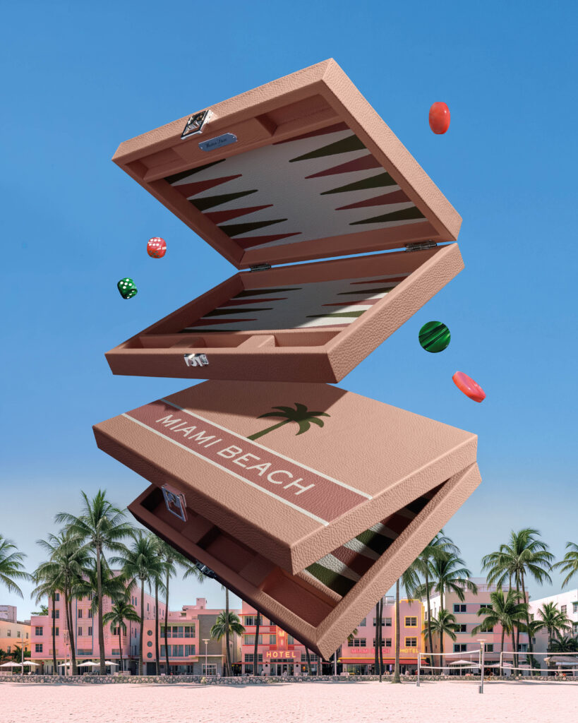 Hector Saxe cartographie le monde en cuir de vachette grainé 34 HECTOR SAXE Destinations Miami