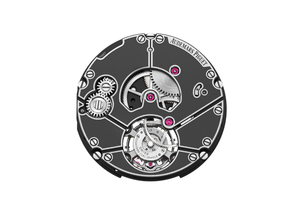 Audemars Piguet, Yoon et Verbal donnent une couleur pop au tourbillon 37 MVT 2982 BACK vue de face.DIGITAL