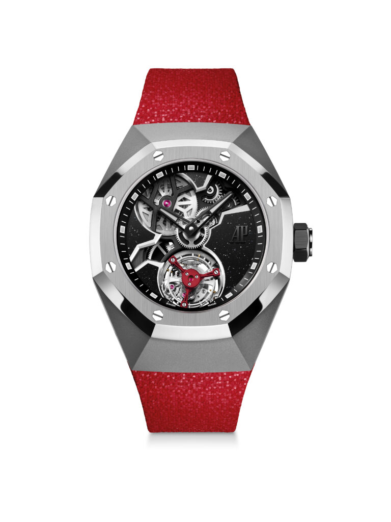 Audemars Piguet, Yoon et Verbal donnent une couleur pop au tourbillon 45 ROC 26643TI OO D002CA 01 SDT bracelet rouge.DIGITAL