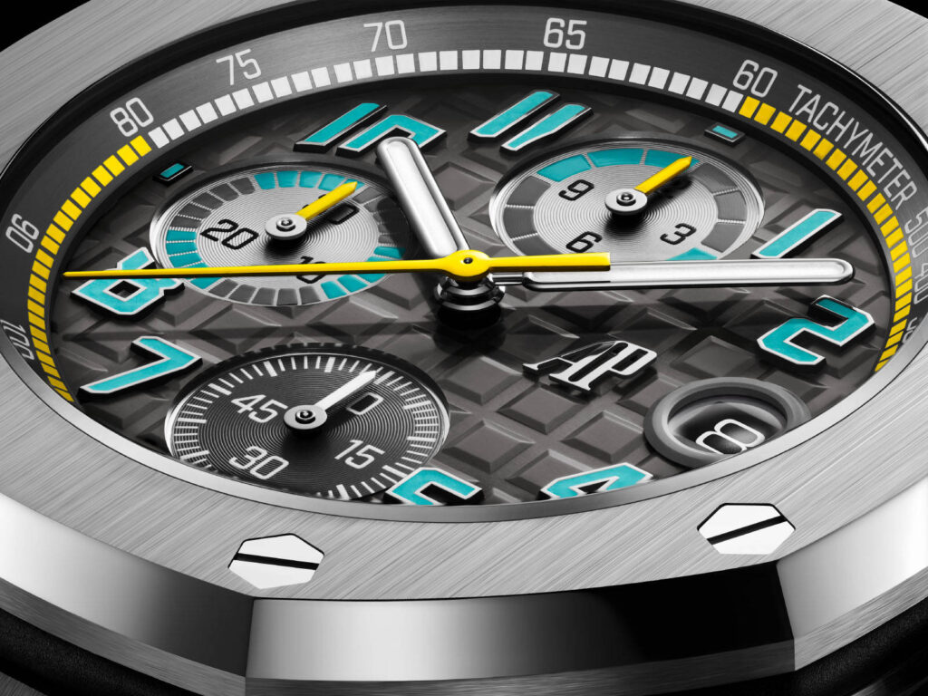Audemars Piguet Royal Oak Offshore : liberté affirmée, couleurs vives 48 ROO 26238TI OO A001VE 01 closeup GP01.Preview only do NOT use for communication