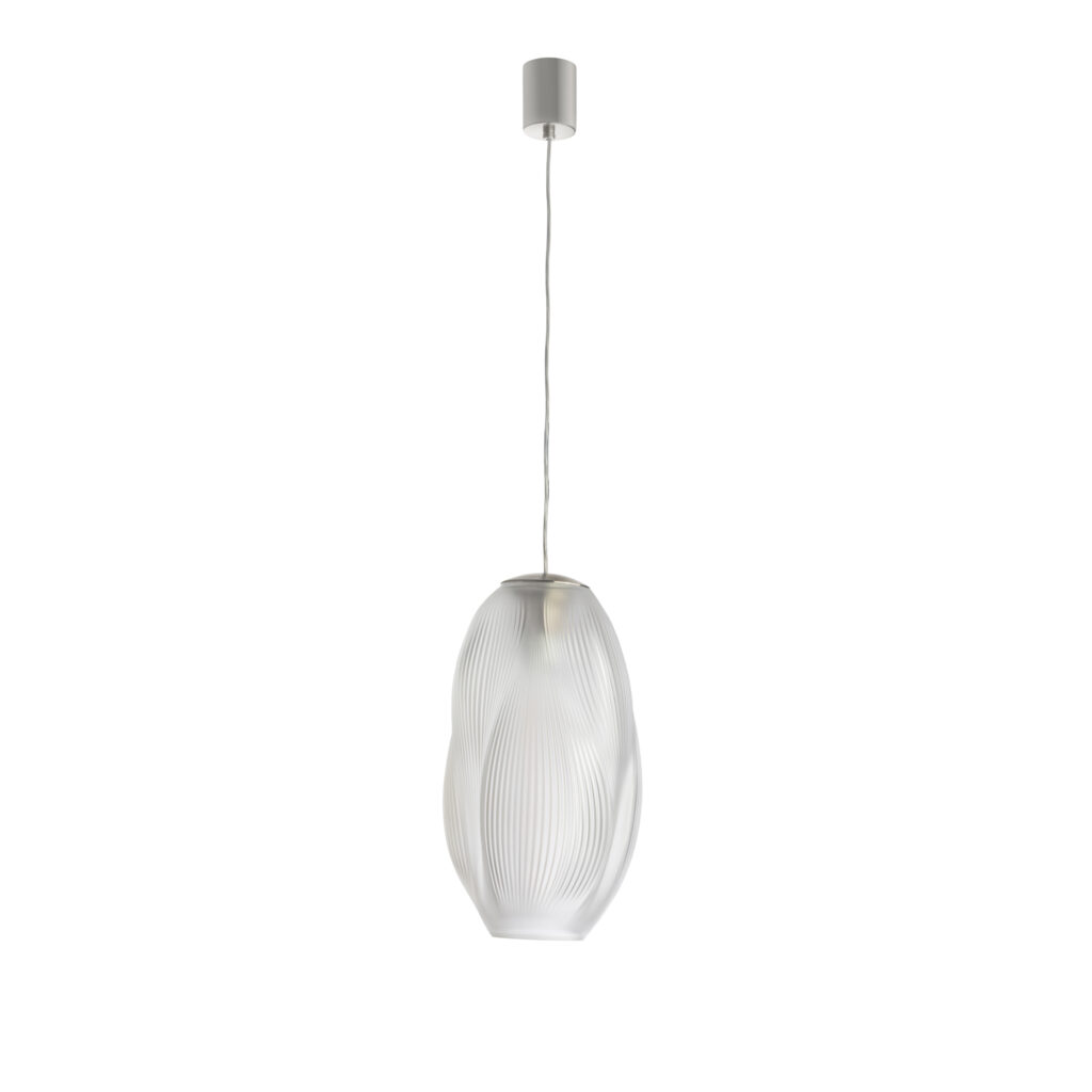 Air de Lalique Chapitre II : l'invisible sculpté 38 ALIZE ceiling lamp medium size clear crystal satin nickel