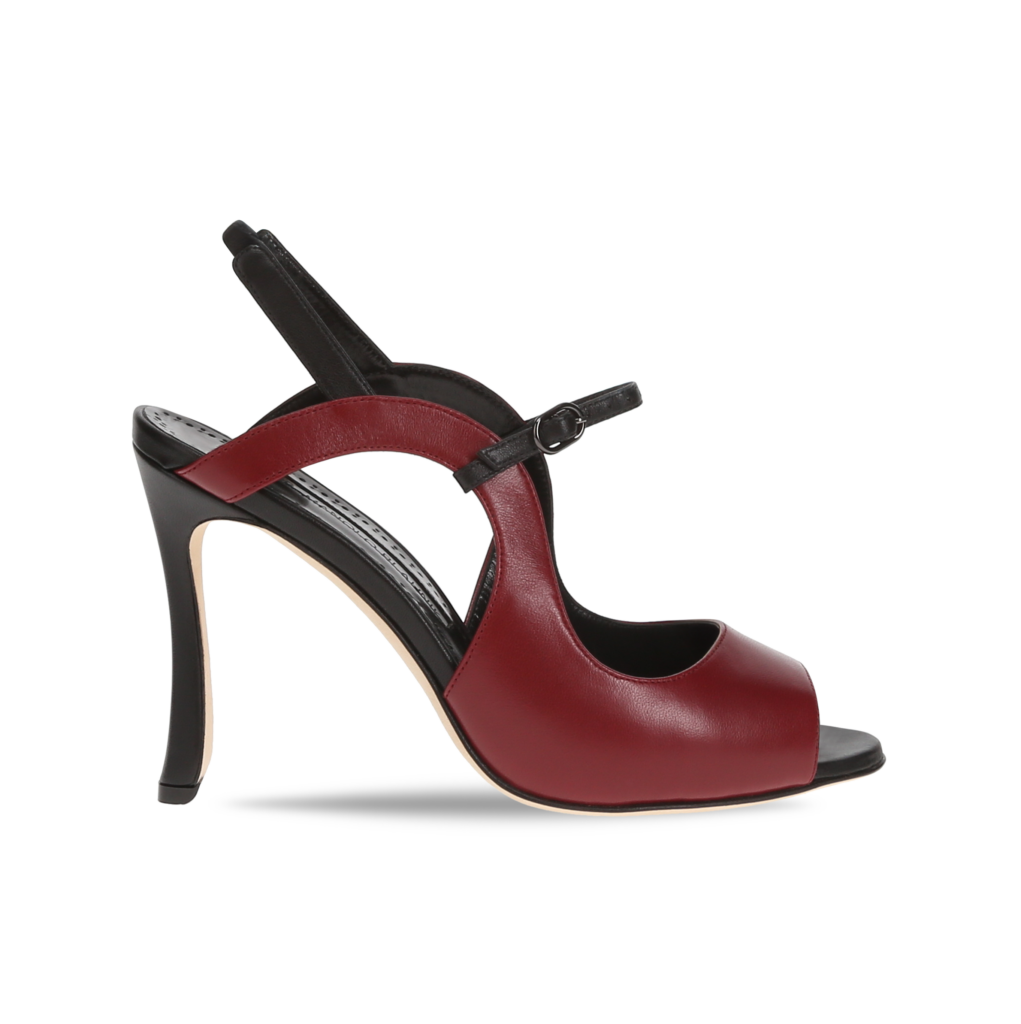 Manolo Blahnik et l’art de marcher : Paris comme carte personnelle 139 CHUNGASAN NAPPA DARK RED BLACK
