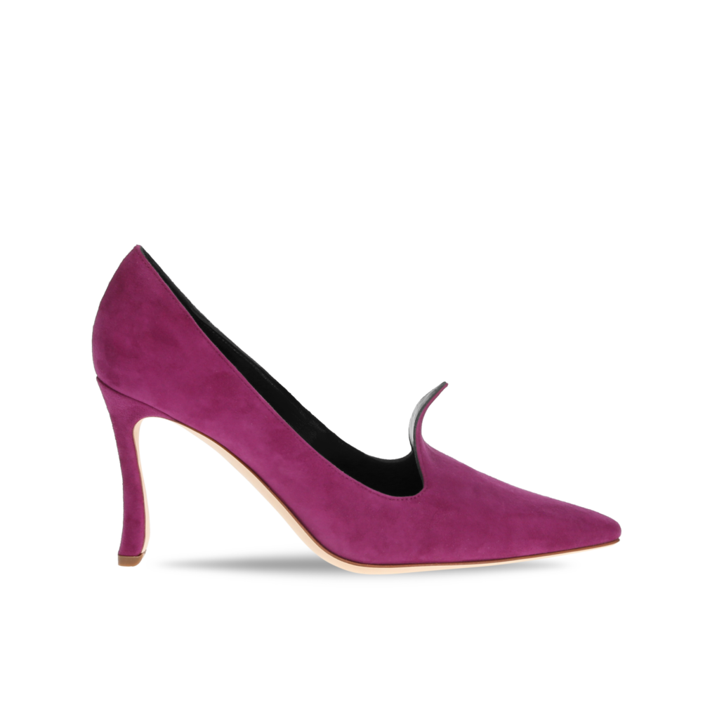 Manolo Blahnik et l’art de marcher : Paris comme carte personnelle 134 MALDITE SUEDE BRIGHT PURPLE
