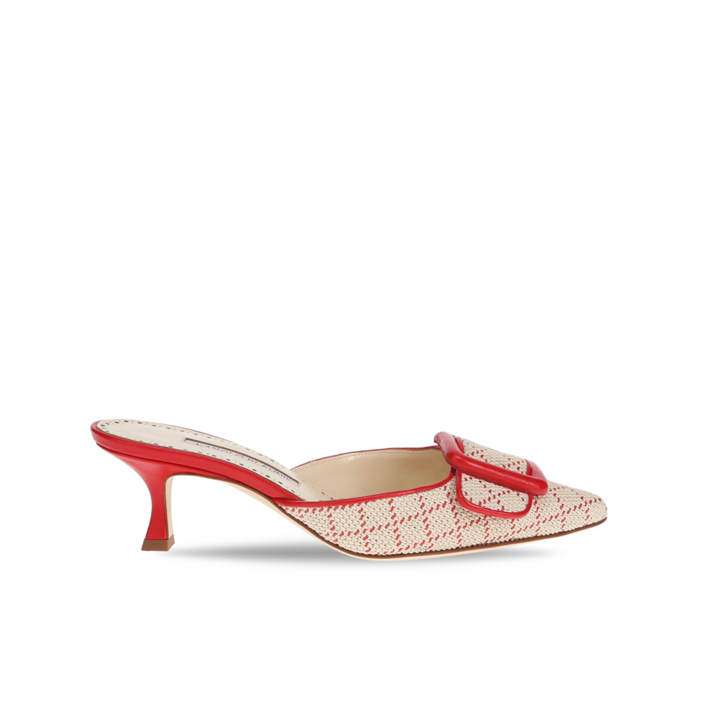 Manolo Blahnik et l’art de marcher : Paris comme carte personnelle 56 MAYSALEBI RAFFIA NUDE RED