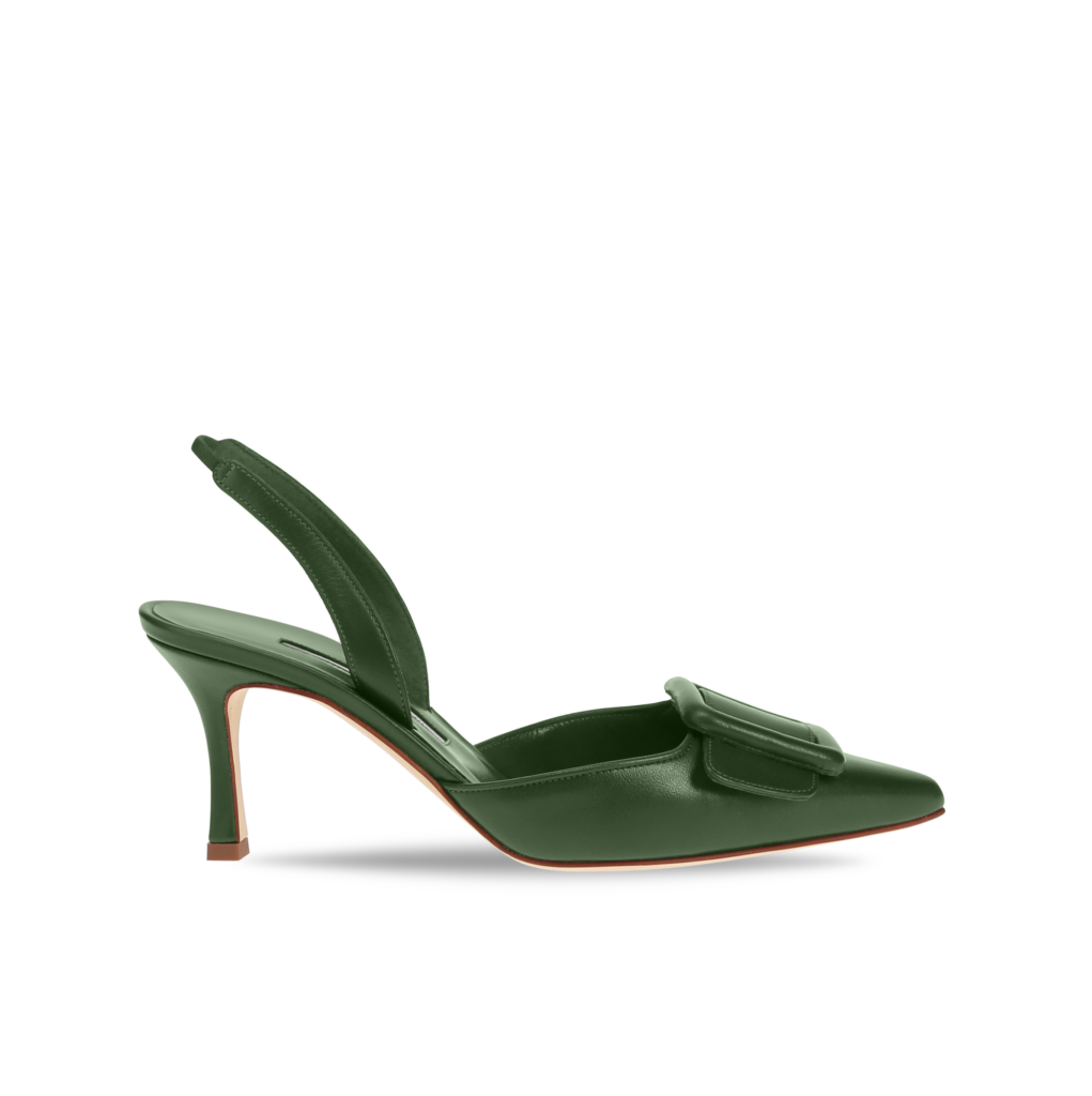 Manolo Blahnik et l’art de marcher : Paris comme carte personnelle 149 MAYSLI NAPPA GREEN