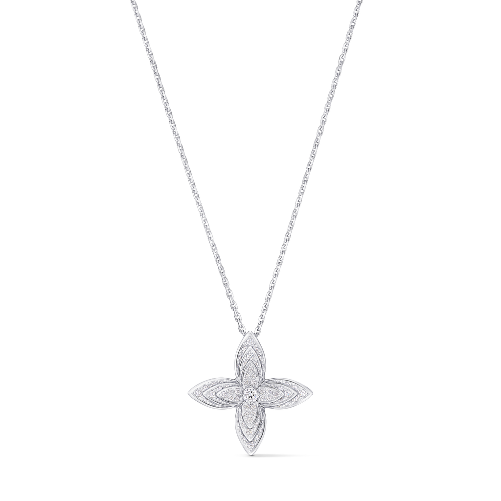 Louis Vuitton : la Fleur de Monogram prend du relief 34 PENDENTIF IDYLLE BLOSSOM EN OR BLANC ET DIAMANTS. LOUIS VUITTON JOAILLERIE