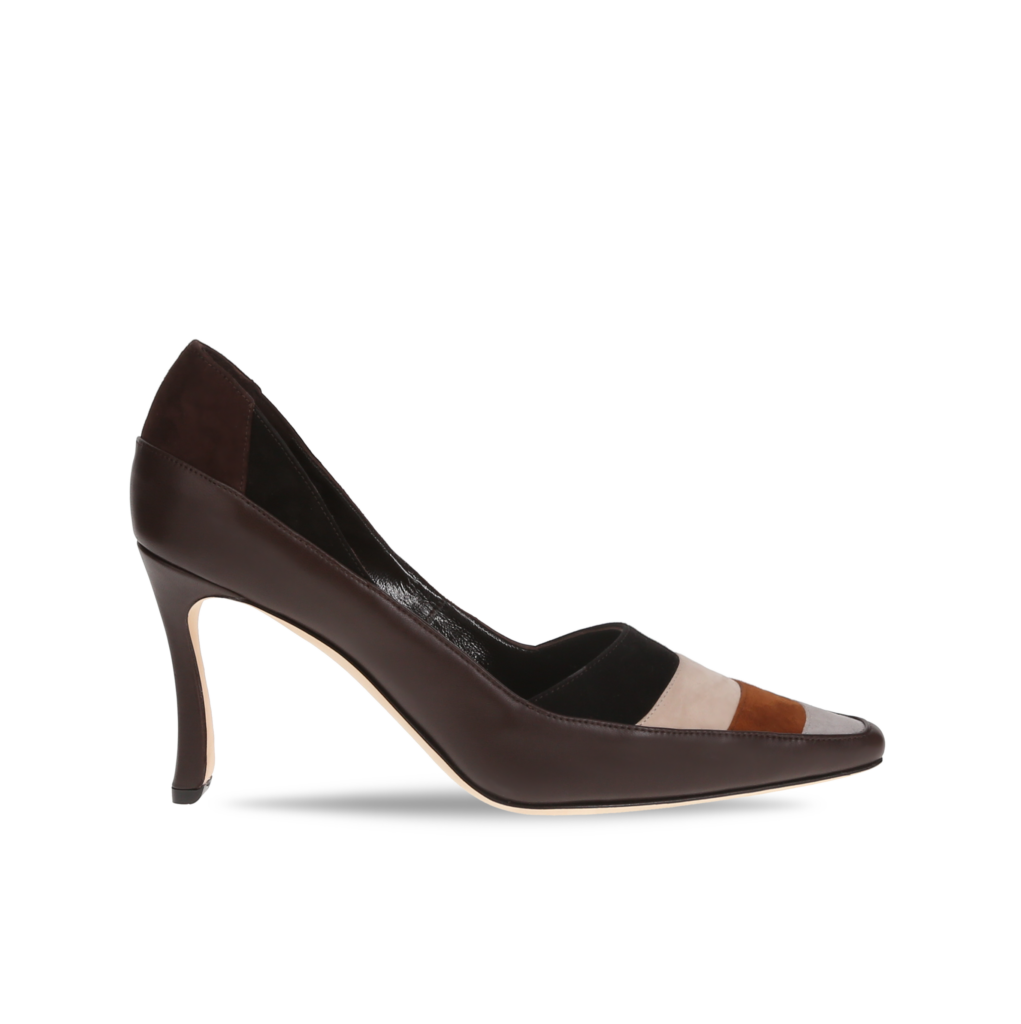 Manolo Blahnik et l’art de marcher : Paris comme carte personnelle 128 SORIA SUEDE BROWN GREY NUDE BLACK