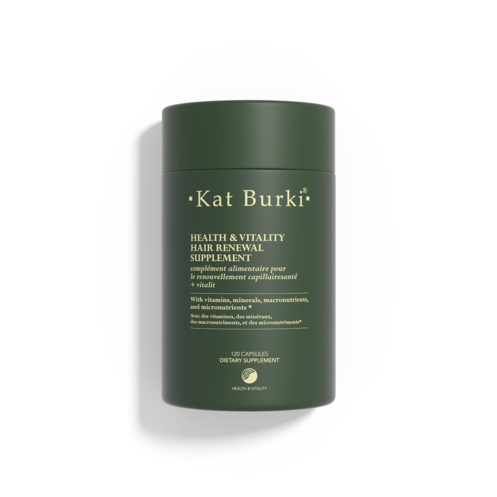 HEALTH & VITALITY HAIR RENEWAL SUPPLEMENT de Kat Burki : quand la Nutri-Cosmétique Cible le cheveu 26 2025 hairsupplementouterpack silowhite