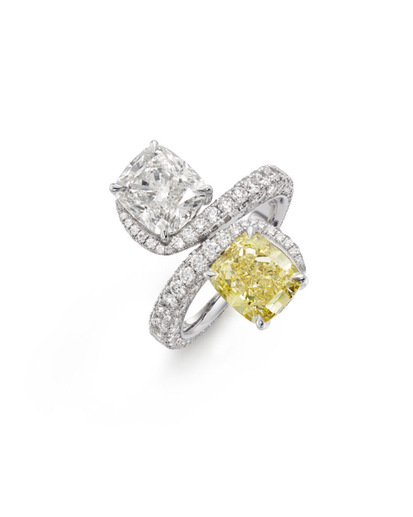 Chez Bucherer Fine Jewellery, la bague cocktail n'a jamais été un simple bijou 27 Bucherer Fine Jewellery Bague Toi Moi Fancy Intense Yellow Platine