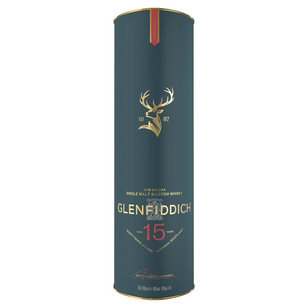 Glenfiddich prouve que le grand Single Malt tient aussi la distance en cocktail 29 GlenFiddich 15YO TUBE 5010327325125 Front 700ml 1