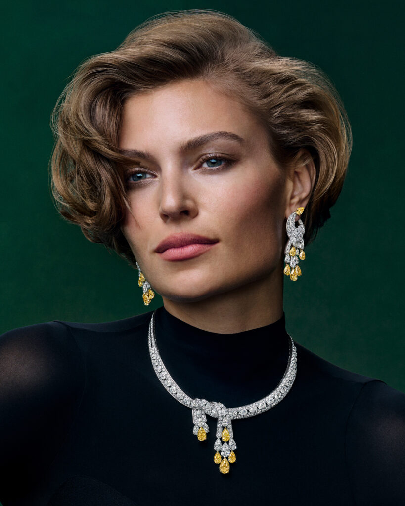 Le diamant jaune comme architecture 39 Graff High Jewellery Campaign Model Still GN14583 GE83202 4x5 2