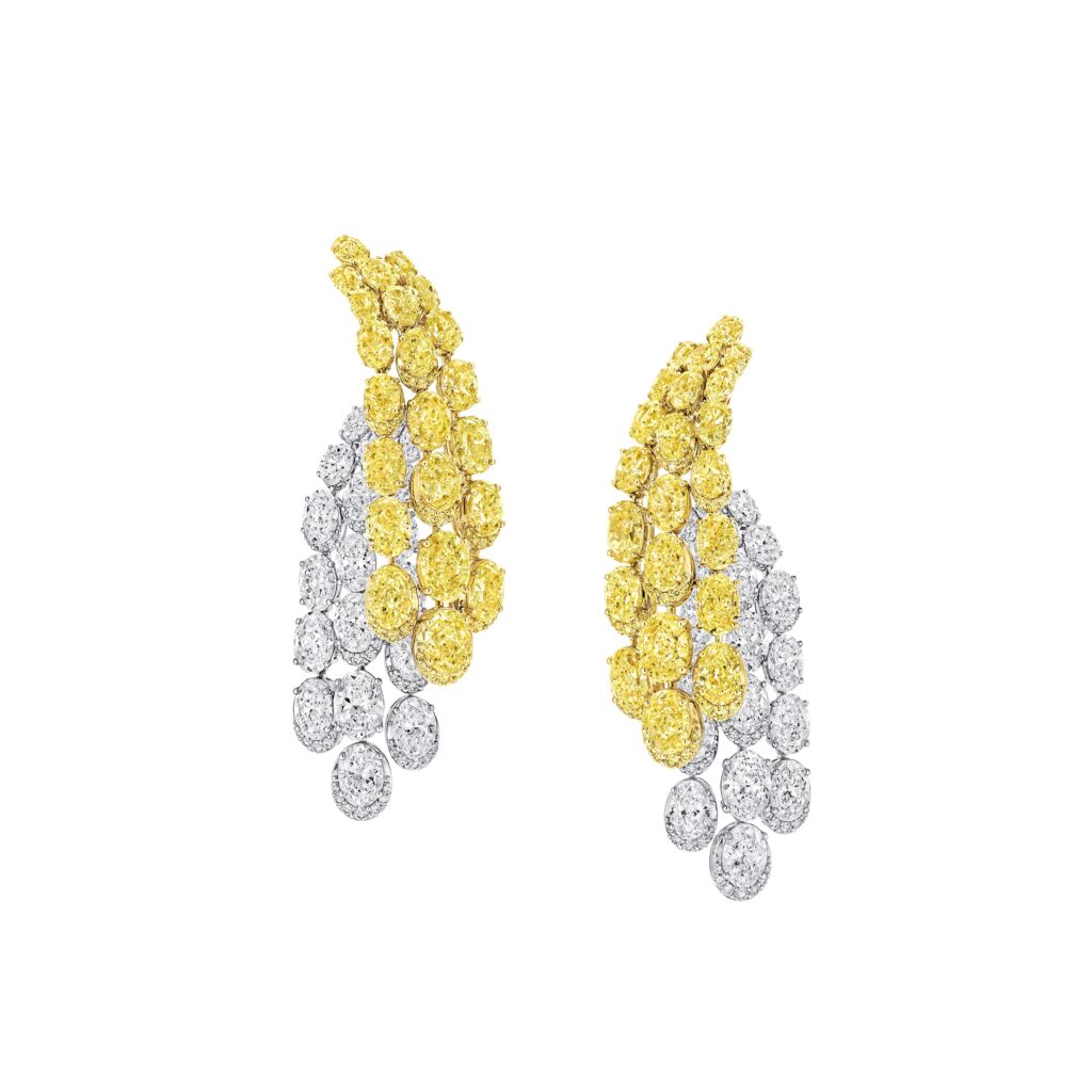 Le diamant jaune comme architecture 48 Graff High Jewellery Yellow and White Oval Diamond Earrings 65 cts GE86535