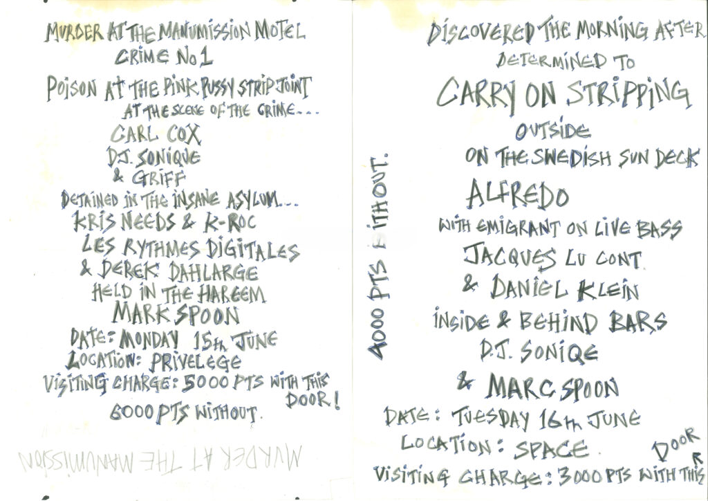 À Ibiza, l'ancien bordel qui a réécrit la grammaire de la fête 61 MANUMISSION 98 OPENING NIGHT 4 ARTWORK