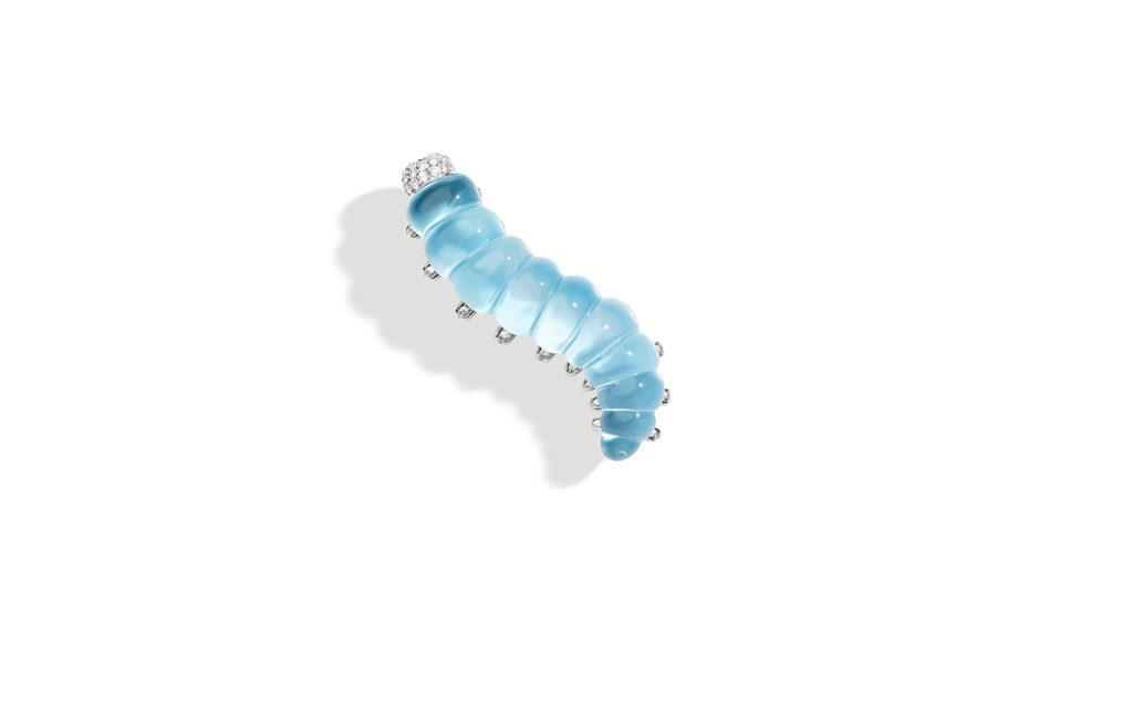 Le cristal comme seconde peau 29 P00668S 400 Spilla BRUCO in oro bianco diamanti turchese e cristallo di rocca BRUCO brooch in white gold diamonds turquoise and rock crystal