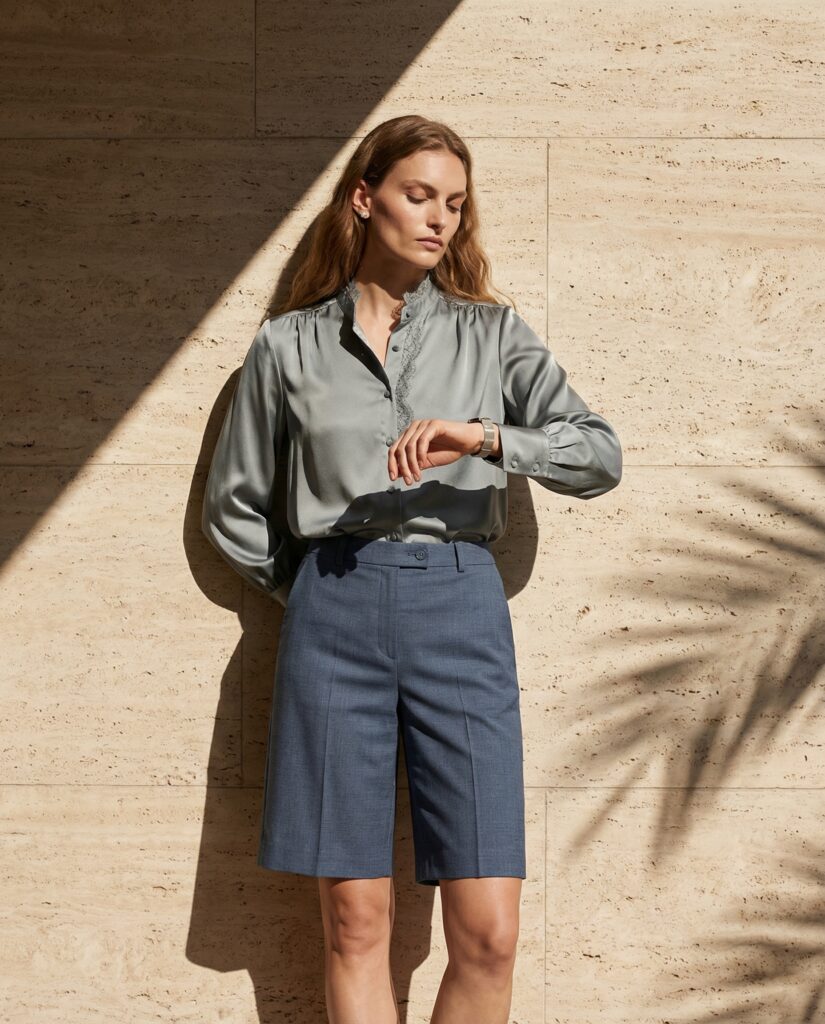 À Florence, la canicule a battu tous les records. Le tailleur, lui, a tenu bon 57 SS26 LB WOMAN LOOK 3.1 Wanda Lambert SS26 SMS LB 18 FRONT 003