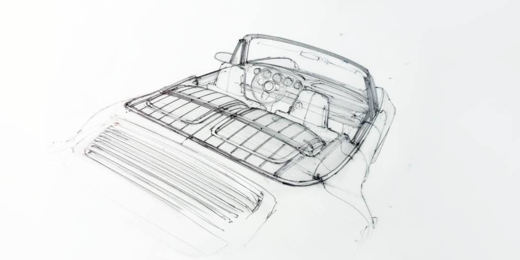Louis Vuitton X Singer : quand l'automobile devient un terrain de savoir-faire 219 Sketch Porsche 911 Reimagined by Singer Classic Turbo 02