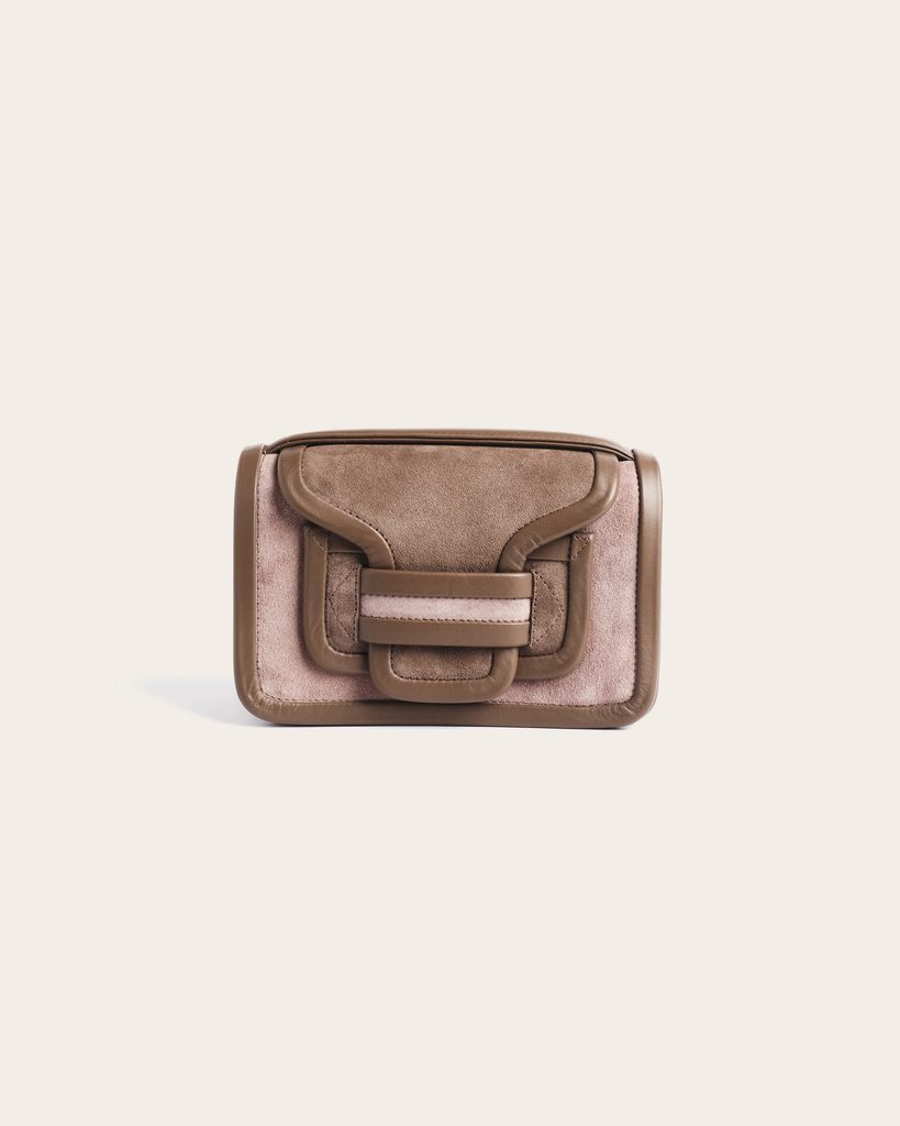 L'Alpha, ou la géométrie comme terrain commun 51 ACBA0700 CSTM 708 SUEDE CALF CALF DUSTY PINK LIGHT BROWN CAMEL ALPHA HANDBAG SMALL LEATHER BAG bags6902