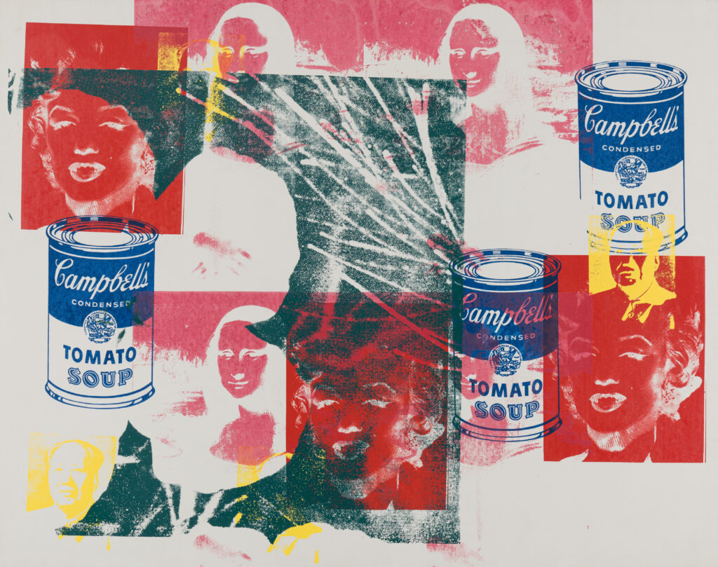 Opera Gallery Paris raconte l'amitié plutôt que la carrière de Warhol, Basquiat et Haring 25 Andy Warhol Multicolored Retrospective Reversal series 1979 Acrylique et encre serigraphique sur toile Acrylic and silkscreen ink on canvas 128.3 x 161.9 cm 50.5 x 63.7 in