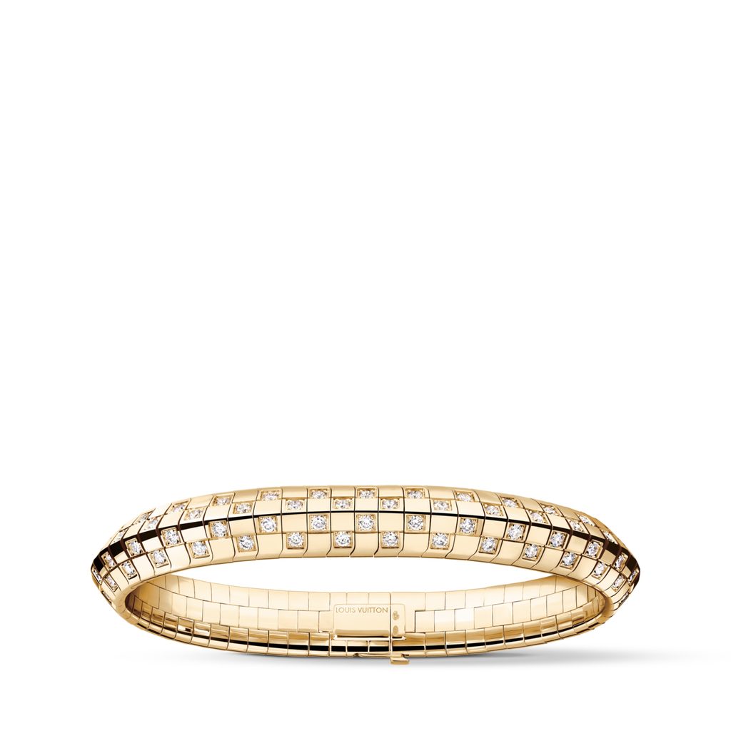 Le Damier de Louis Vuitton à l'épreuve du maillon 25 BRACELET LE DAMIER DE LOUIS VUITTON EN OR JAUNE ET DIAMANTS. LOUIS VUITTON JOAILLERIE