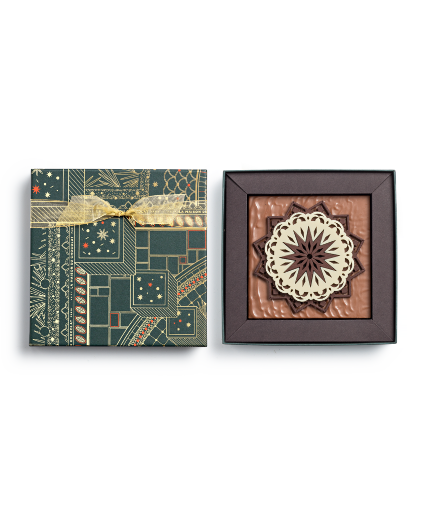 La Maison du Chocolat construit son Noël autour d'un lustre en chocolat noir 35 COFFRET BOUCHEE LMDC ©LAURENT ROUVRAIS