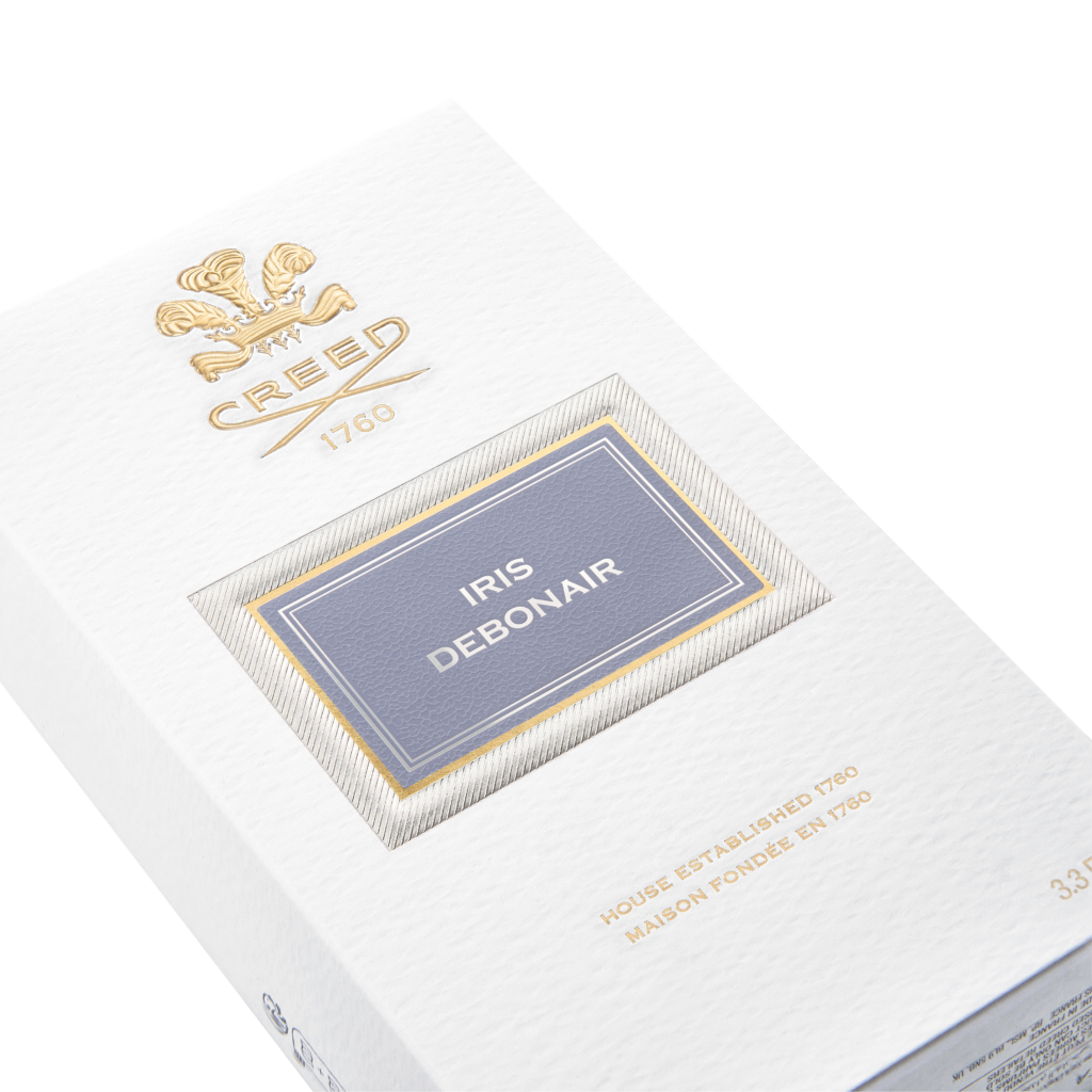 Creed Iris Debonair : la lavande anglaise et l'iris des Landes se répondent 26 Creed Iris Debonair EDP 100ml Carton Angle Transparent NS
