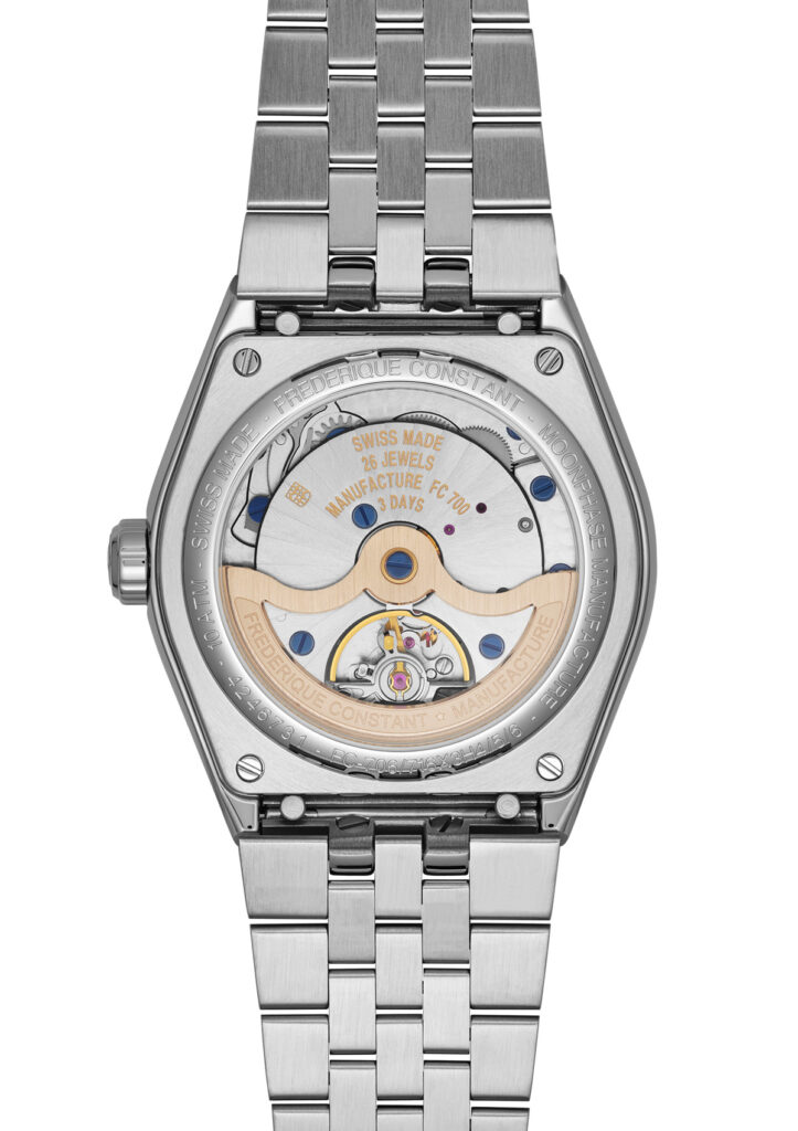 Frederique Constant loge la lune dans un boîtier sport-chic 72 FC 716BL3NH6 Extra Bracelet Back Web